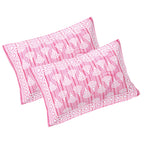 Rudra Bazaar Pink 210 TC Cotton Double King Bedsheet With 2 Pillow Covers | Grocsy