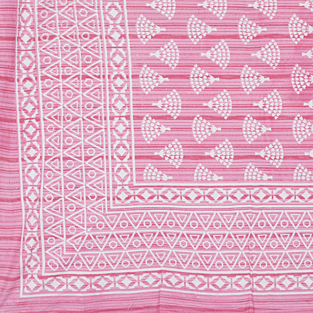 Rudra Bazaar Pink 210 TC Cotton Double King Bedsheet With 2 Pillow Covers | Grocsy