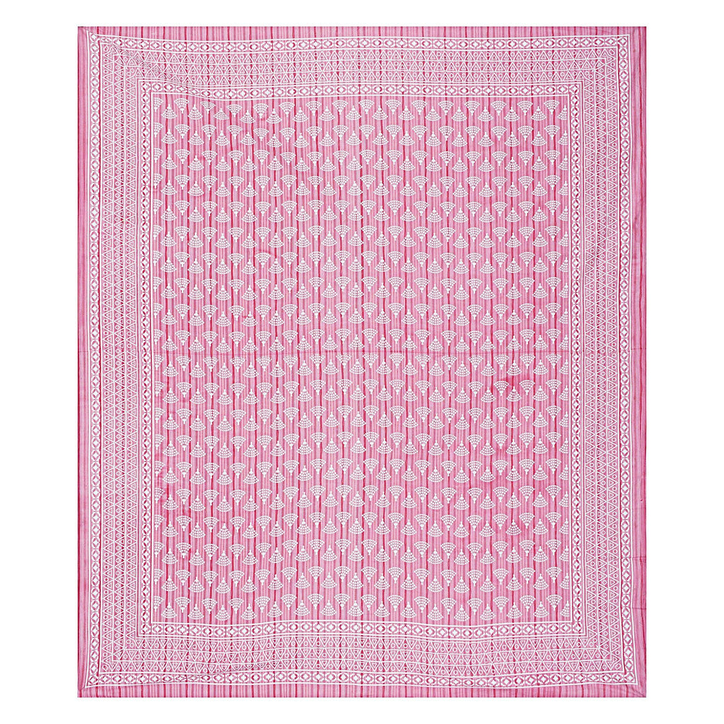 Rudra Bazaar Pink 210 TC Cotton Double King Bedsheet With 2 Pillow Covers | Grocsy
