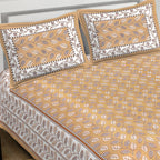 Rudra Bazaar Brown 210 TC Cotton Double King Bedsheet With 2 Pillow Covers | Grocsy