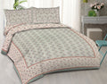 Rudra Bazaar Sea Green 210 TC Cotton Double King Bedsheet With 2 Pillow Covers | Grocsy