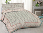 Rudra Bazaar Sea Green 210 TC Cotton Double King Bedsheet With 2 Pillow Covers | Grocsy