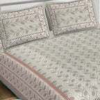 Rudra Bazaar Sea Green 210 TC Cotton Double King Bedsheet With 2 Pillow Covers | Grocsy