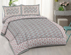 Rudra Bazaar Grey 210 TC Cotton Double King Bedsheet With 2 Pillow Covers | Grocsy