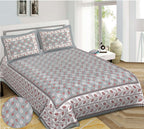 Rudra Bazaar Grey 210 TC Cotton Double King Bedsheet With 2 Pillow Covers | Grocsy