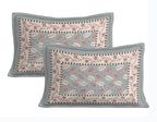 Rudra Bazaar Grey 210 TC Cotton Double King Bedsheet With 2 Pillow Covers | Grocsy