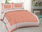 Rudra Bazaar Orange 210 TC Cotton Double King Bedsheet With 2 Pillow Covers | Grocsy