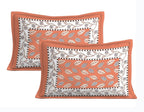 Rudra Bazaar Orange 210 TC Cotton Double King Bedsheet With 2 Pillow Covers | Grocsy