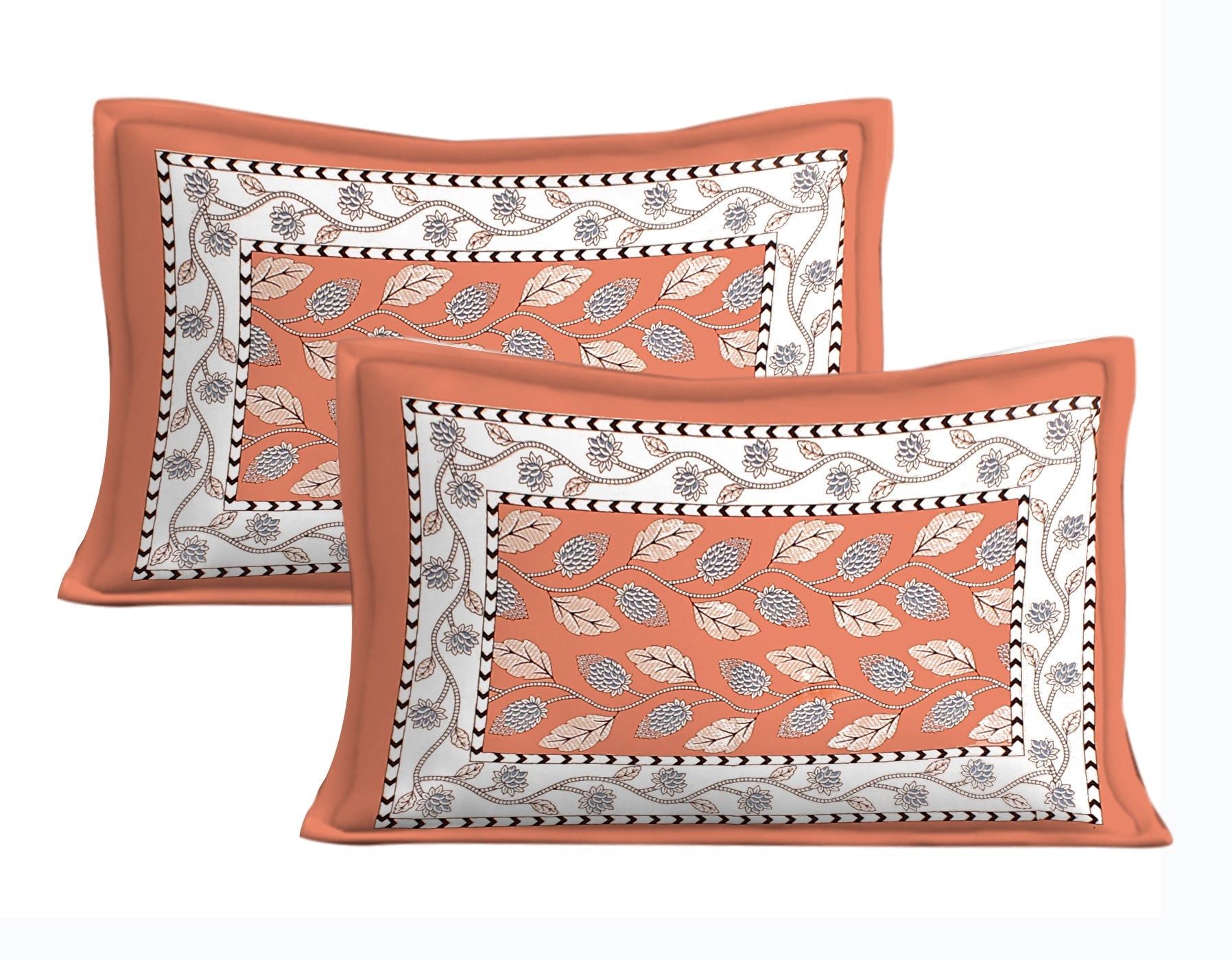 Rudra Bazaar Orange 210 TC Cotton Double King Bedsheet With 2 Pillow Covers | Grocsy