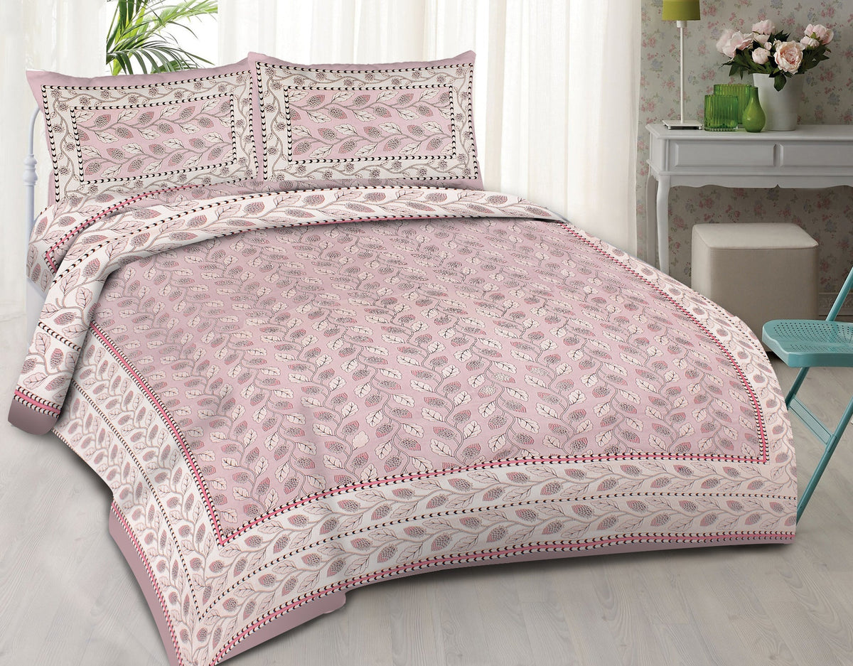 Rudra Bazaar Purple 210 TC Cotton Double King Bedsheet With 2 Pillow Covers | Grocsy