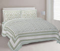 Rudra Bazaar Green 210 TC Cotton Double King Bedsheet With 2 Pillow Covers | Grocsy