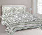Rudra Bazaar Green 210 TC Cotton Double King Bedsheet With 2 Pillow Covers | Grocsy