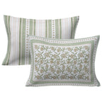 Rudra Bazaar Green 210 TC Cotton Double King Bedsheet With 2 Pillow Covers | Grocsy