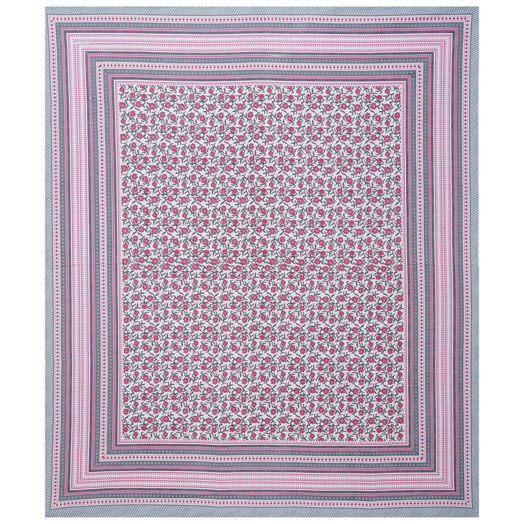 Rudra Bazaar Pink 210 TC Cotton Double King Bedsheet With 2 Pillow Covers | Grocsy