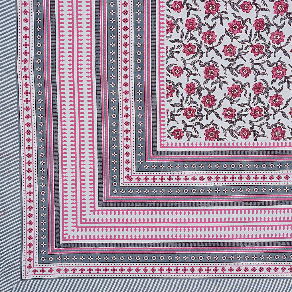 Rudra Bazaar Pink 210 TC Cotton Double King Bedsheet With 2 Pillow Covers | Grocsy