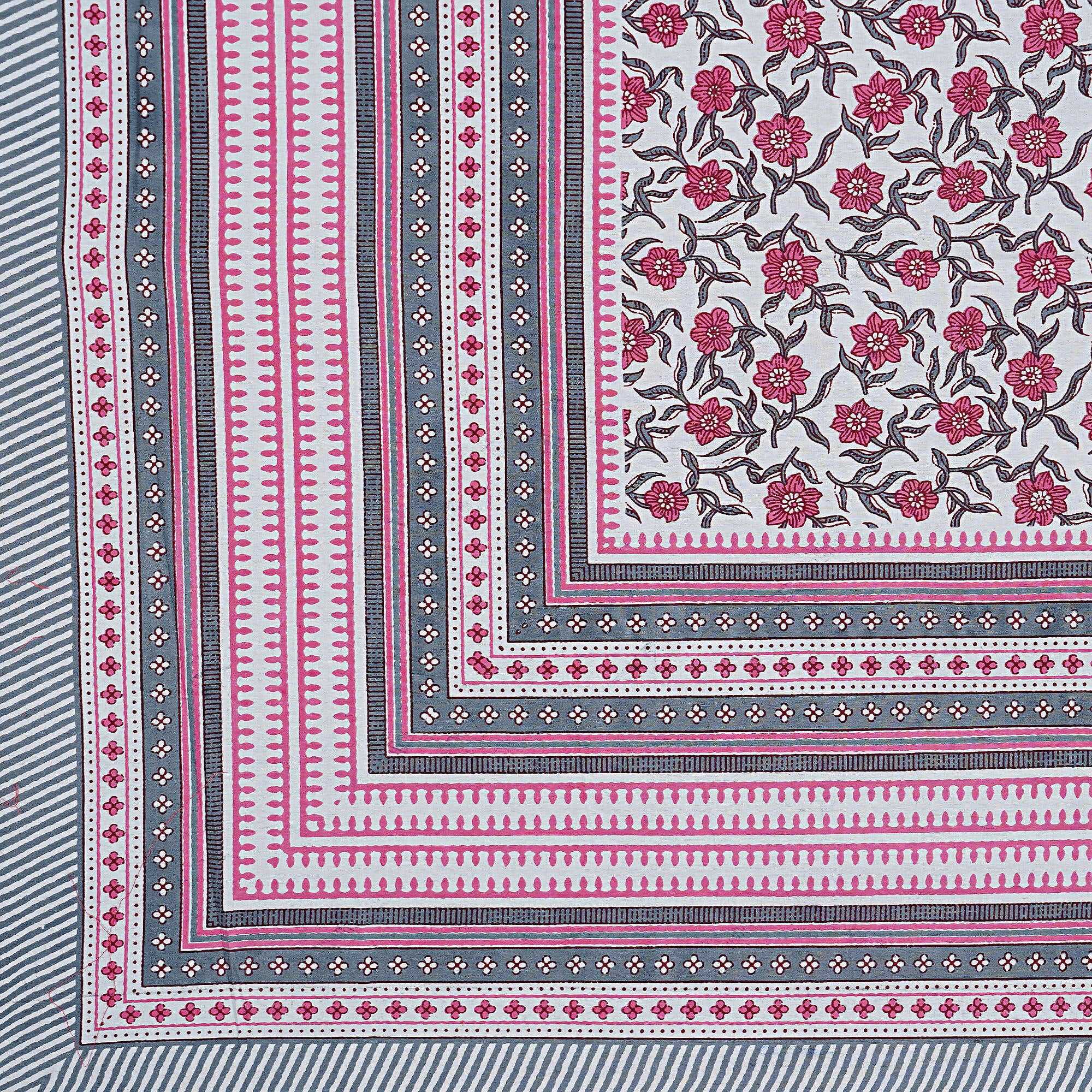 Rudra Bazaar Pink 210 TC Cotton Double King Bedsheet With 2 Pillow Covers | Grocsy