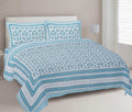 Rudra Bazaar Turquoise Blue 210 TC Cotton Double King Bedsheet With 2 Pillow Covers | Grocsy