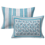 Rudra Bazaar Turquoise Blue 210 TC Cotton Double King Bedsheet With 2 Pillow Covers | Grocsy