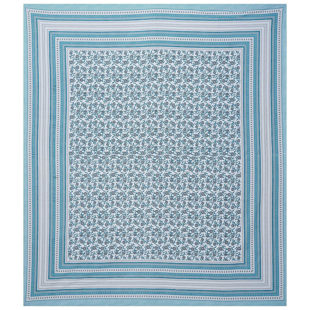 Rudra Bazaar Turquoise Blue 210 TC Cotton Double King Bedsheet With 2 Pillow Covers | Grocsy