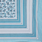 Rudra Bazaar Turquoise Blue 210 TC Cotton Double King Bedsheet With 2 Pillow Covers | Grocsy