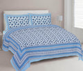 Rudra Bazaar Blue 210 TC Cotton Double King Bedsheet With 2 Pillow Covers | Grocsy