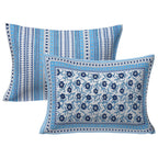 Rudra Bazaar Blue 210 TC Cotton Double King Bedsheet With 2 Pillow Covers | Grocsy