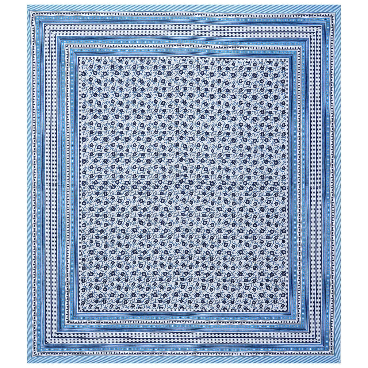 Rudra Bazaar Blue 210 TC Cotton Double King Bedsheet With 2 Pillow Covers | Grocsy