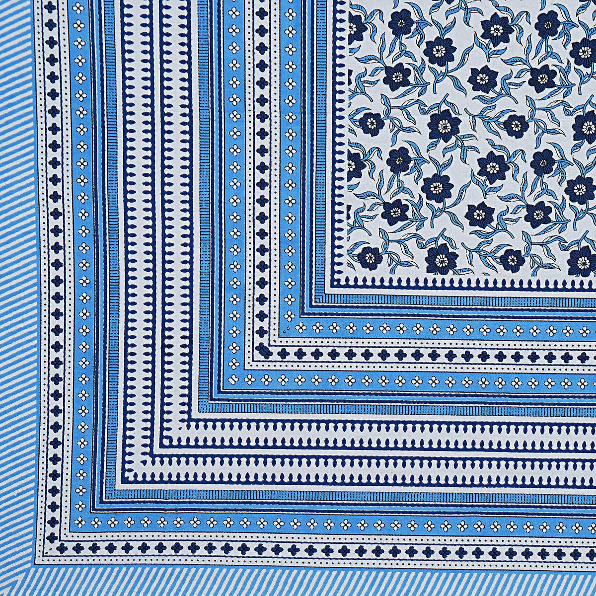 Rudra Bazaar Blue 210 TC Cotton Double King Bedsheet With 2 Pillow Covers | Grocsy