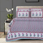 Rudra Bazaar Sea Green 210 TC Cotton Double King Bedsheet With 2 Pillow Covers | Grocsy