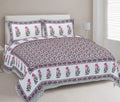 Rudra Bazaar Green 210 TC Cotton Double King Bedsheet With 2 Pillow Covers | Grocsy