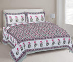 Rudra Bazaar Green 210 TC Cotton Double King Bedsheet With 2 Pillow Covers | Grocsy