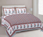 Rudra Bazaar Grey 210 TC Cotton Double King Bedsheet With 2 Pillow Covers | Grocsy