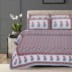 Rudra Bazaar Grey 210 TC Cotton Double King Bedsheet With 2 Pillow Covers | Grocsy