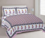 Rudra Bazaar Pink 210 TC Cotton Double King Bedsheet With 2 Pillow Covers | Grocsy