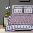 Rudra Bazaar Pink 210 TC Cotton Double King Bedsheet With 2 Pillow Covers | Grocsy
