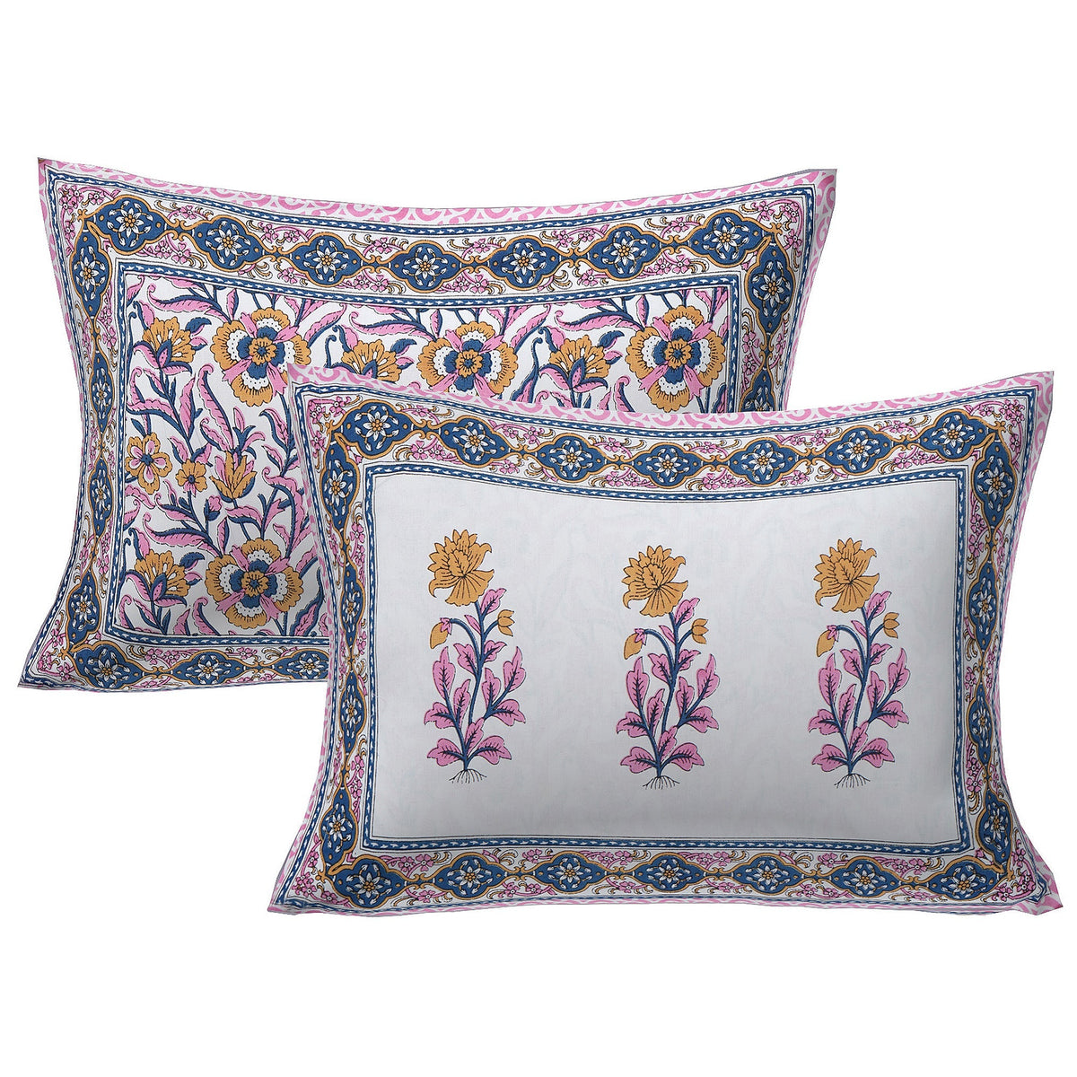 Rudra Bazaar Pink 210 TC Cotton Double King Bedsheet With 2 Pillow Covers | Grocsy