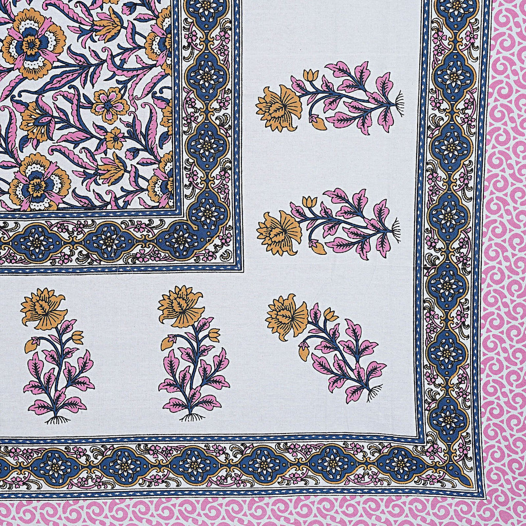 Rudra Bazaar Pink 210 TC Cotton Double King Bedsheet With 2 Pillow Covers | Grocsy