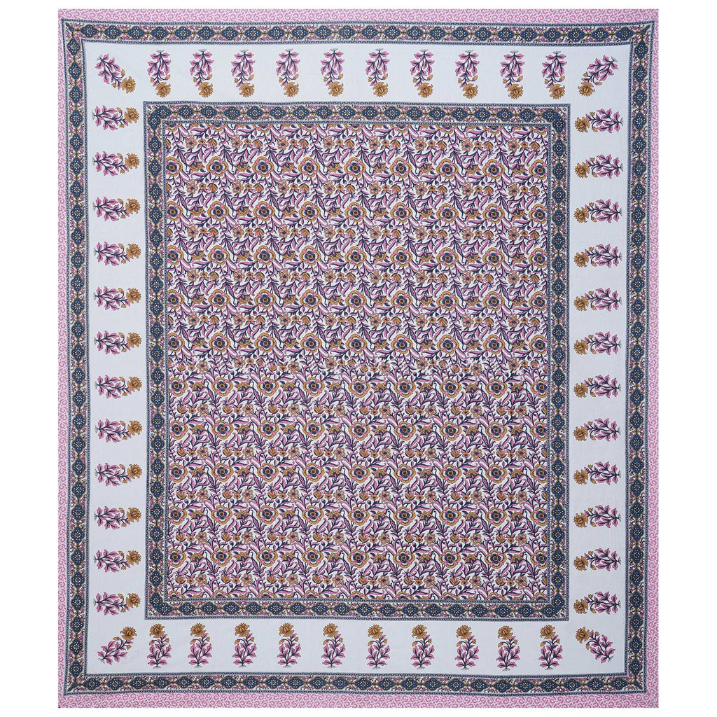 Rudra Bazaar Pink 210 TC Cotton Double King Bedsheet With 2 Pillow Covers | Grocsy