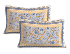 Rudra Bazaar Blue 210 TC Cotton Double King Bedsheet With 2 Pillow Covers | Grocsy