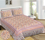 Rudra Bazaar Brown 210 TC Cotton Double King Bedsheet With 2 Pillow Covers | Grocsy
