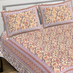 Rudra Bazaar Brown 210 TC Cotton Double King Bedsheet With 2 Pillow Covers | Grocsy