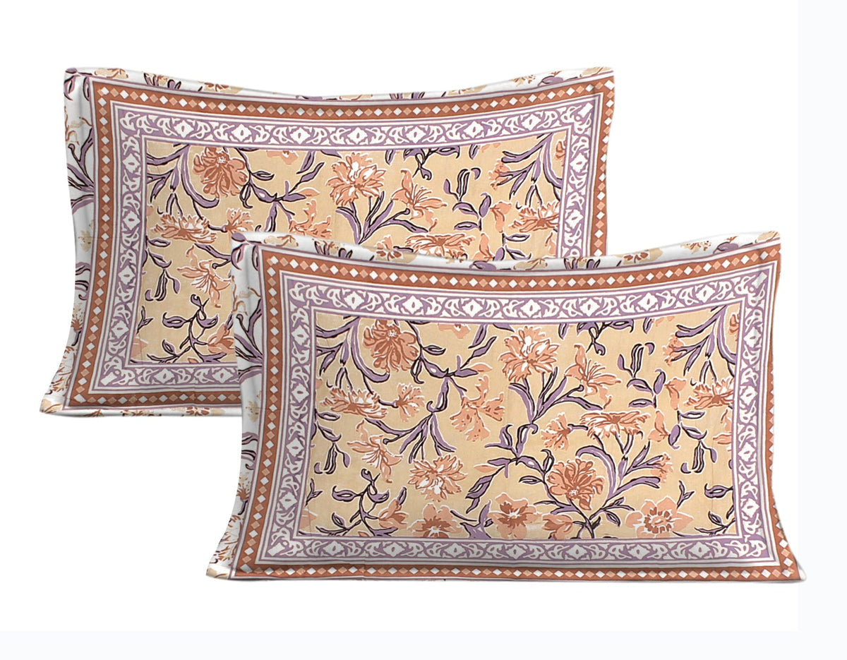 Rudra Bazaar Brown 210 TC Cotton Double King Bedsheet With 2 Pillow Covers | Grocsy