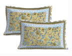 Rudra Bazaar Green 210 TC Cotton Double King Bedsheet With 2 Pillow Covers | Grocsy