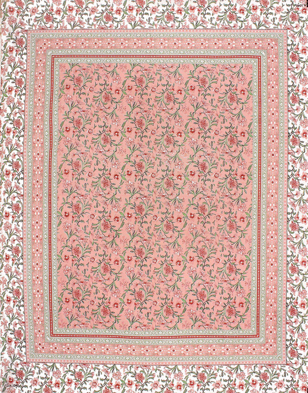 Rudra Bazaar Pink 210 TC Cotton Double King Bedsheet With 2 Pillow Covers | Grocsy
