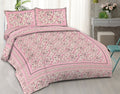 Rudra Bazaar Pink 210 TC Cotton Double King Bedsheet With 2 Pillow Covers | Grocsy