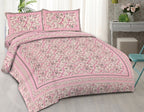 Rudra Bazaar Pink 210 TC Cotton Double King Bedsheet With 2 Pillow Covers | Grocsy