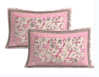 Rudra Bazaar Pink 210 TC Cotton Double King Bedsheet With 2 Pillow Covers | Grocsy