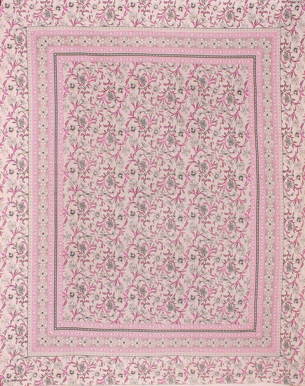 Rudra Bazaar Pink 210 TC Cotton Double King Bedsheet With 2 Pillow Covers | Grocsy