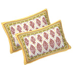 Rudra Bazaar Gold 210 TC Cotton Double King Bedsheet With 2 Pillow Covers | Grocsy
