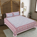 Rudra Bazaar Maroon 210 TC Cotton Double King Bedsheet With 2 Pillow Covers | Grocsy